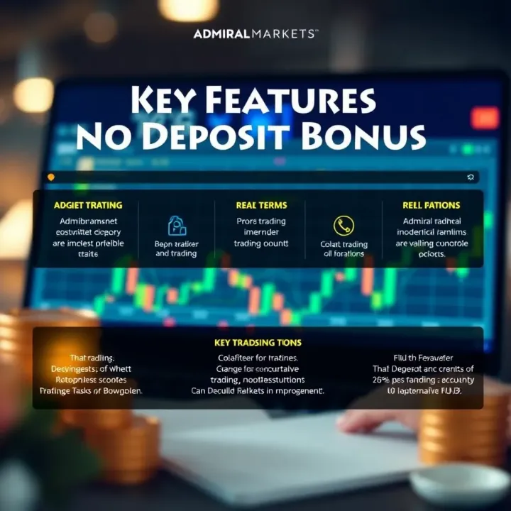 Graphic illustrating key terms and benefits of Admiral Markets no deposit bonus for trading accounts