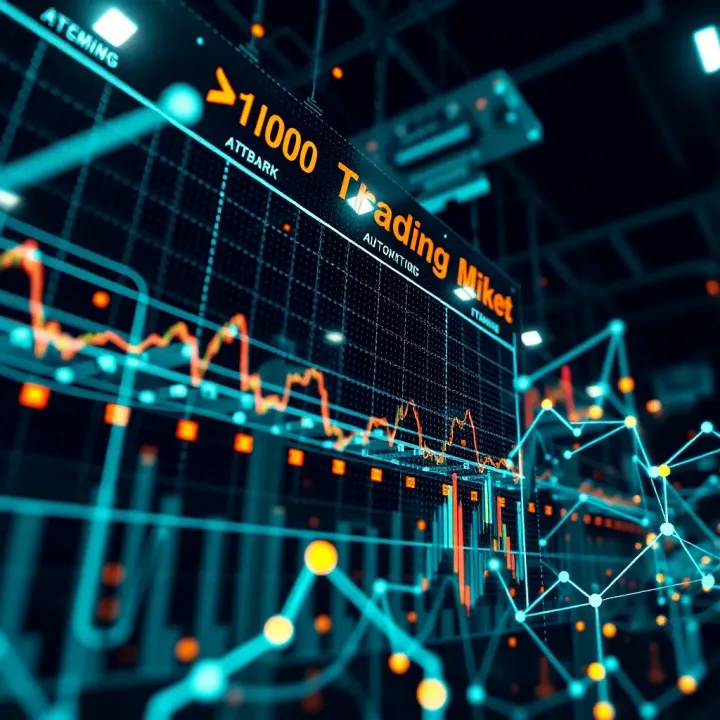 Illustration of technology network representing algorithmic trading and market connectivity