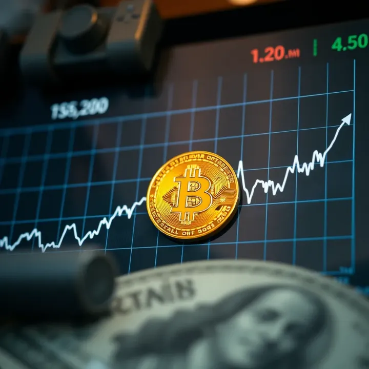 Graph illustrating the fluctuating value of Bitcoin against the US dollar over time