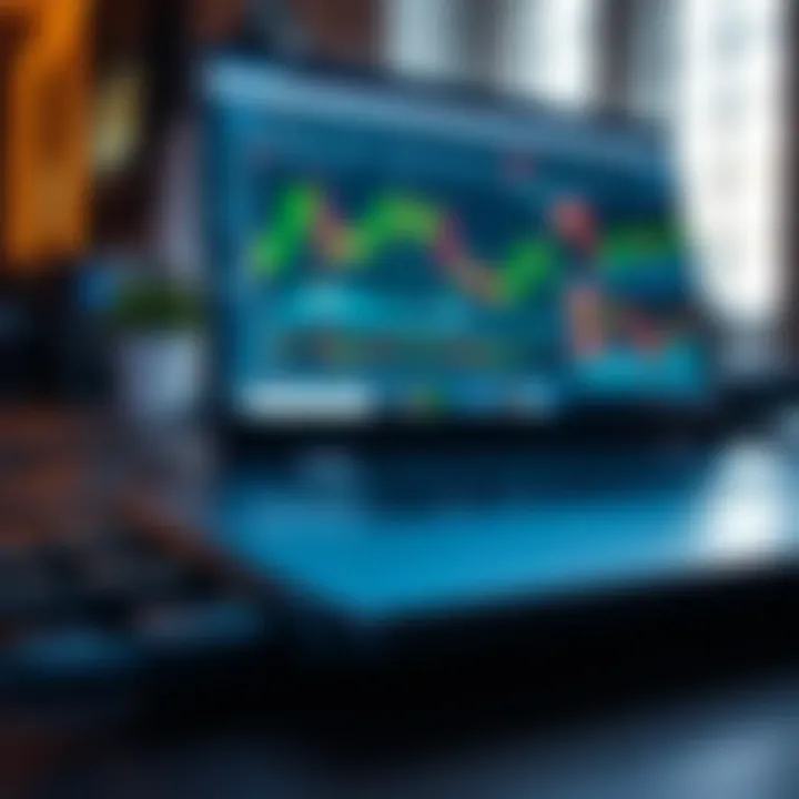 Laptop with multiple connectivity ports and forex trading software open on screen