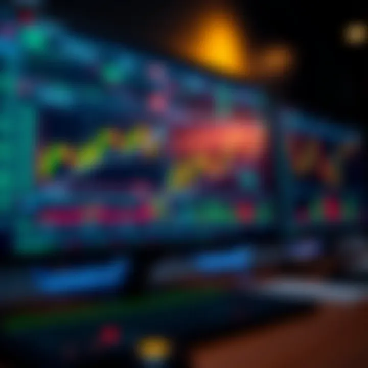 User interface displaying various types of trading platforms with graphs and data charts