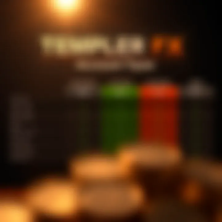 Comparison chart illustrating different account types and fee structures of Templer FX for South African users