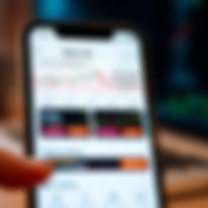 Mobile phone displaying Deriv Go trading app interface with financial charts and trading options