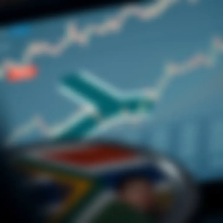 Graph showing fluctuating US dollar to South African rand exchange rate over recent months