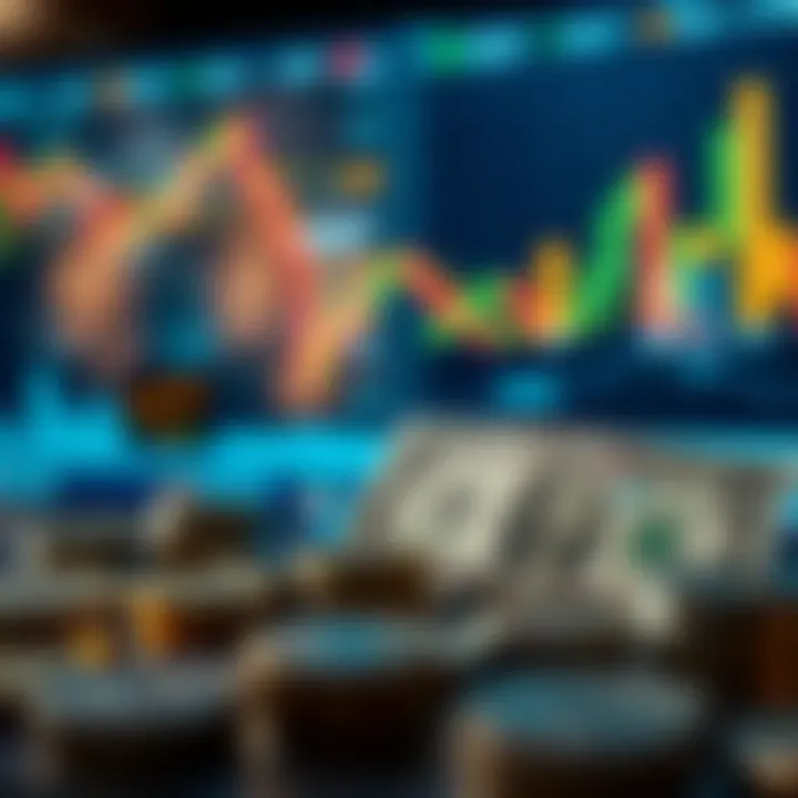 Visual representation of economic factors influencing currency exchange including global market and local economy