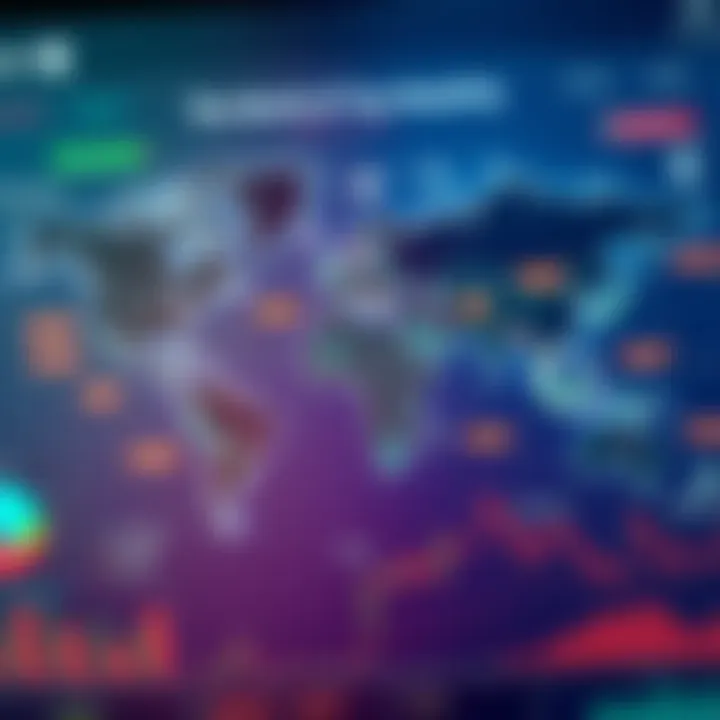 Stylized world map highlighting major global financial markets