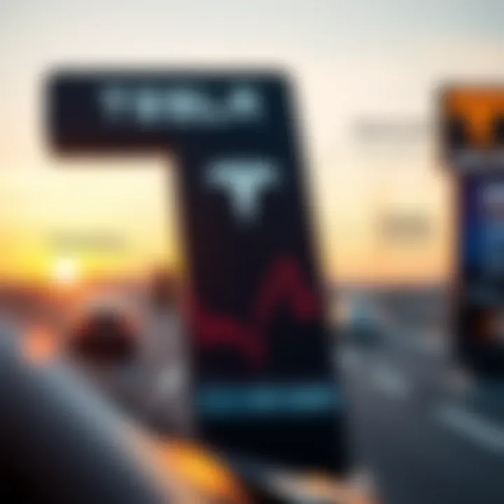 Illustration of key factors influencing Tesla stock price including market demand, innovation, and investor sentiment