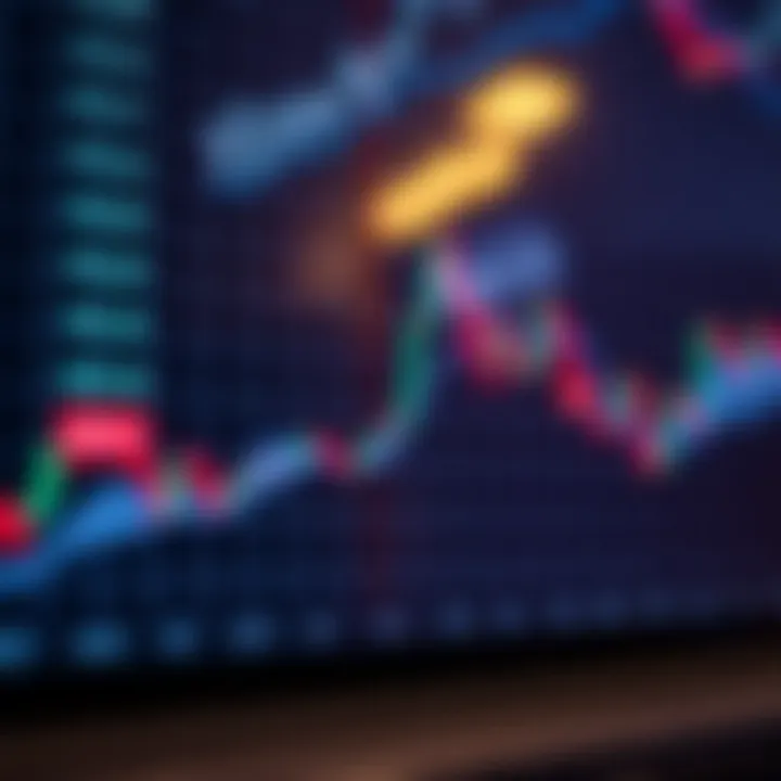 Graph showing currency pairs with upward and downward trends indicating forex market fluctuations