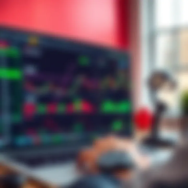 User interface of IQ Option trading platform showing various trading tools and charts