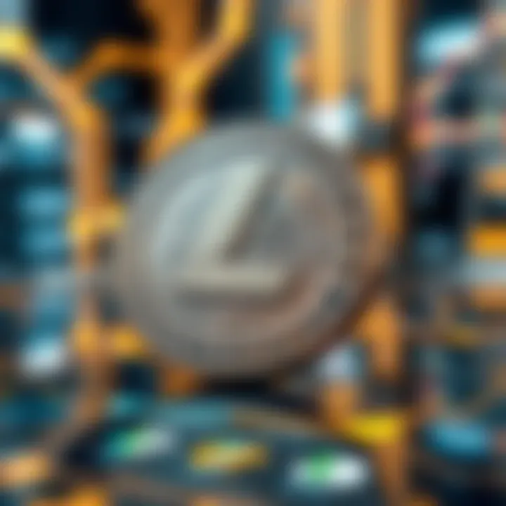 Technological innovation concept with Litecoin symbol and futuristic graphics