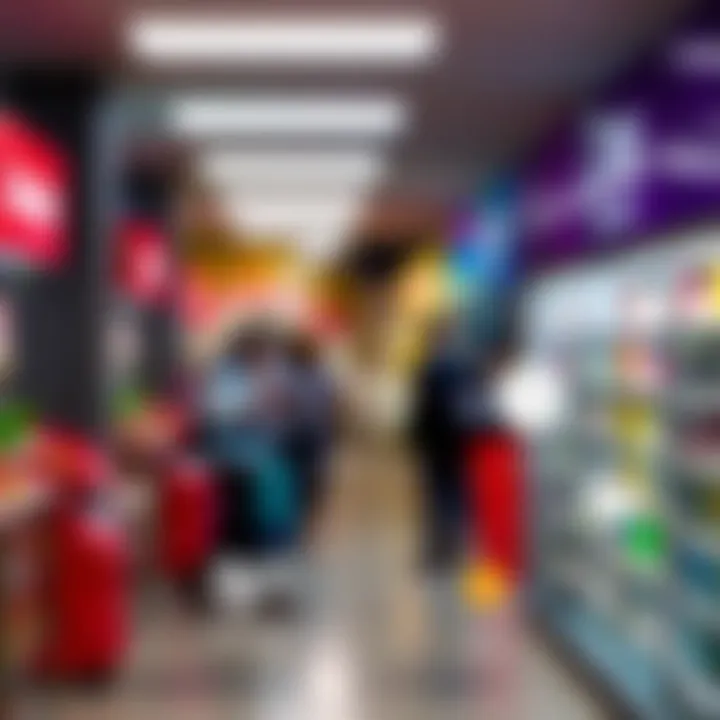 Diagram depicting where vouchers can be redeemed including shops and online platforms with icons of carts and receipts