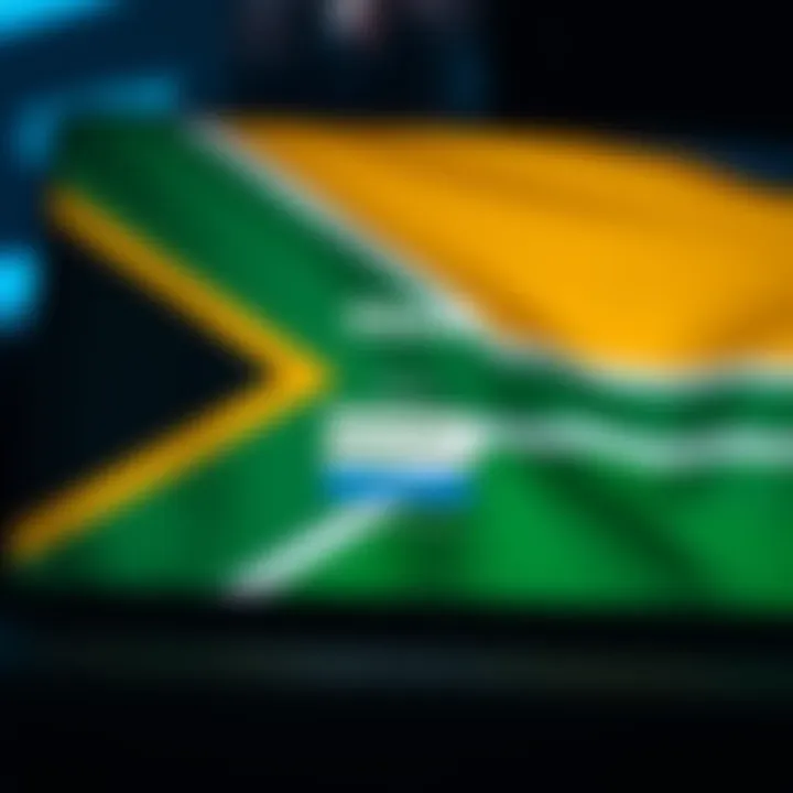Secure login screen of Ozow digital payment platform with South African flag in the background