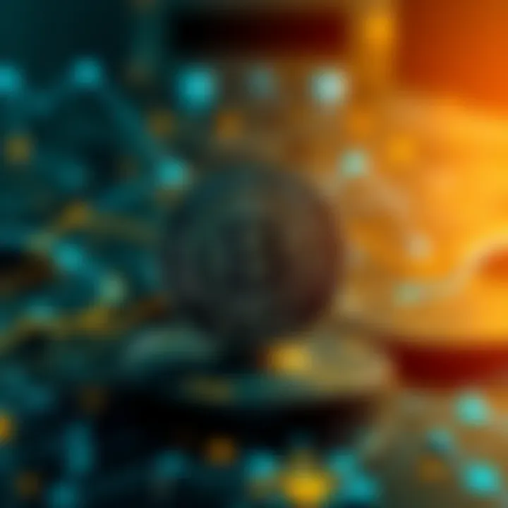 Digital representation of Pi Coin technology with blockchain and network elements