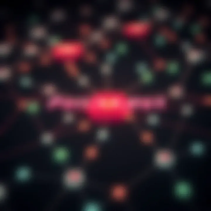 Illustration showing Polkadot blockchain connectivity and network nodes