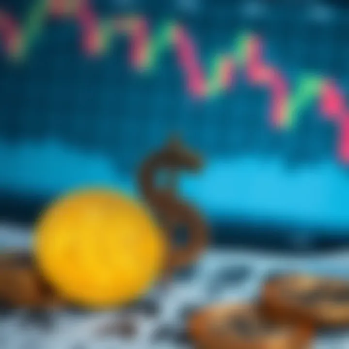 South African rand and US dollar symbols with financial chart background