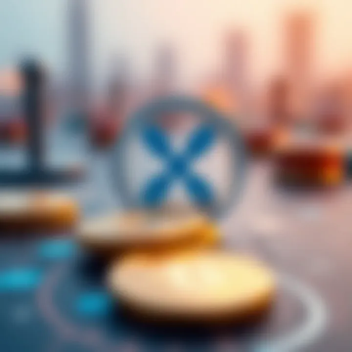 Visual representation of blockchain technology and regulatory impact on Ripple XRP valuation