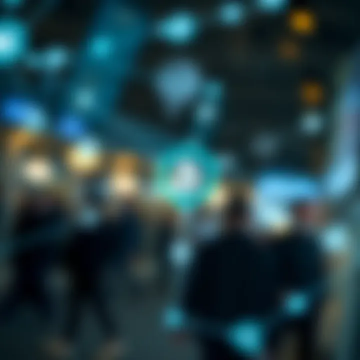 Leadership and Contributions in the Blockchain Ecosystem Illustration of a digital network with interconnected nodes representing blockchain ecosystem leadership and innovation