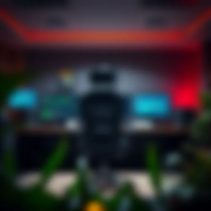 Modern personal trading room featuring multiple monitors, ergonomic chair, and organized desk setup for optimal focus