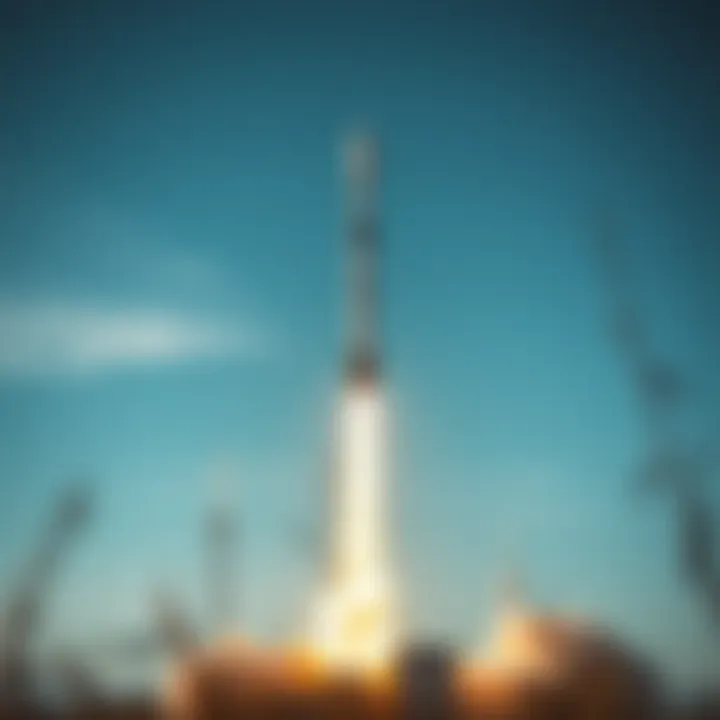 Falcon rocket launching into a clear sky symbolizing private space exploration advancements
