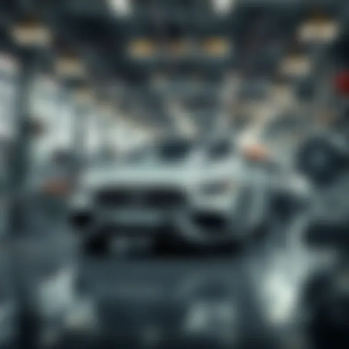 Luxury car manufacturing facility showcasing advanced technology and engineering expertise