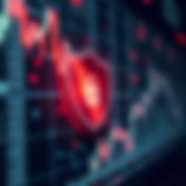 Abstract illustration of regulatory framework and transparency symbolized by secure shield and data analytics