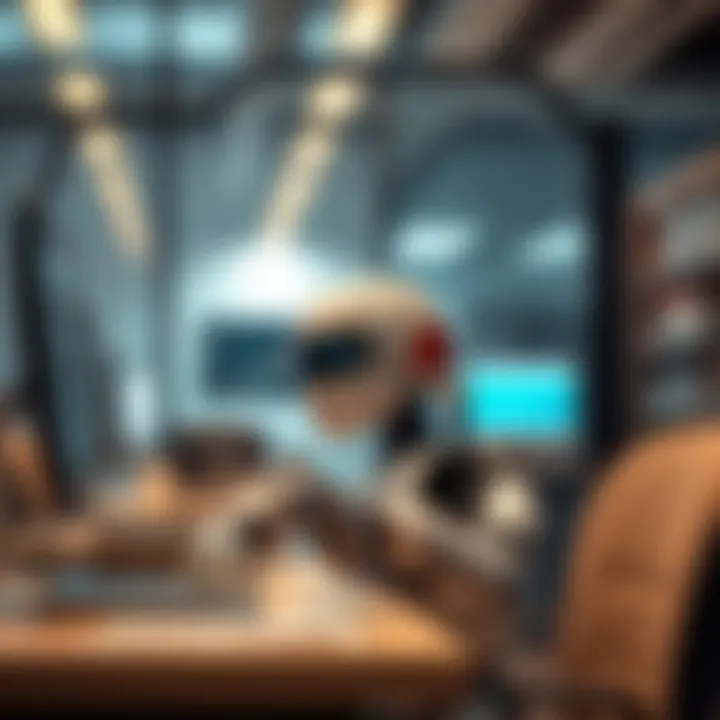 Business Automation and Efficiency with Dollar Bot Business environment enhanced by robotic automation improving operational efficiency