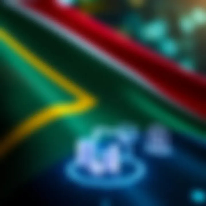 South African flag with digital financial icons representing regulatory influence on eWallets
