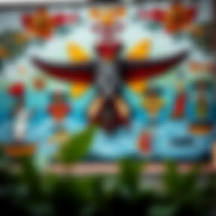 Symbolic mural representing the teachings of the Five Percenters with vibrant colors and cultural motifs