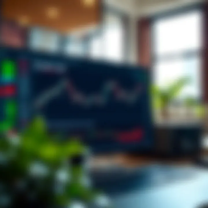 Trading platform interface showing a simulated portfolio with charts and market data for practice