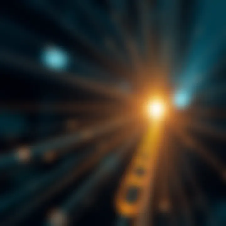 Diagram illustrating light propagation through an optical fibre demonstrating total internal reflection