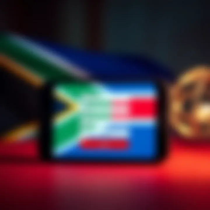 Illustration of a smartphone displaying an online loan application form with a South African flag in the background