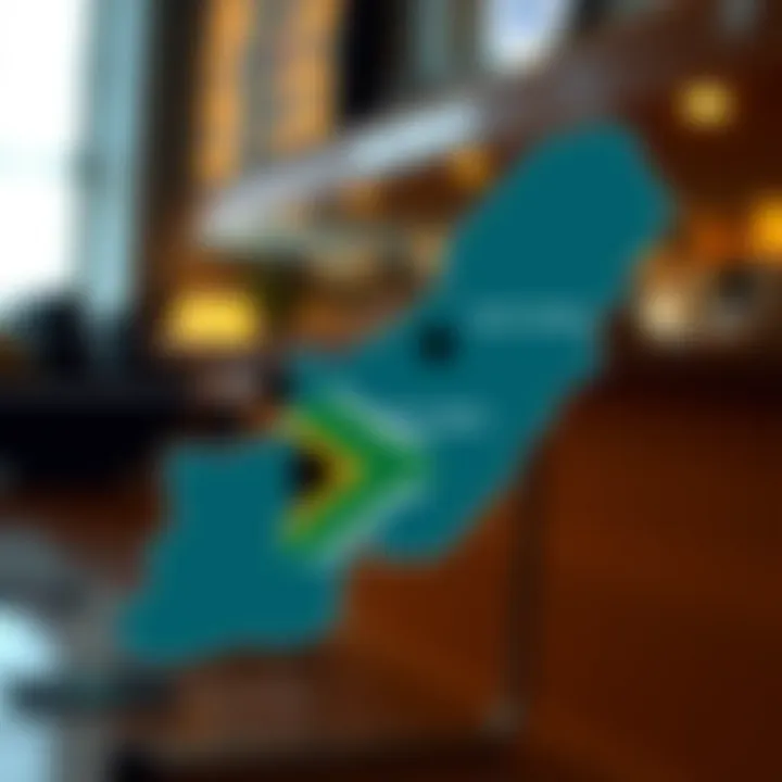 Map showing time zone differences between New York and South Africa