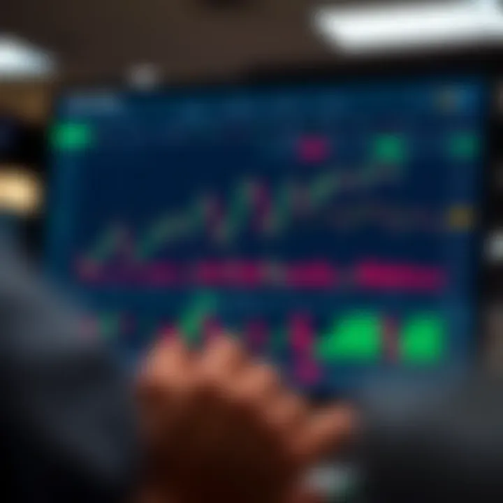 Graph displaying automated trading patterns and market trends on a digital interface