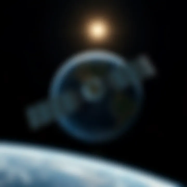 Satellite orbiting Earth representing commercial and government roles in space markets