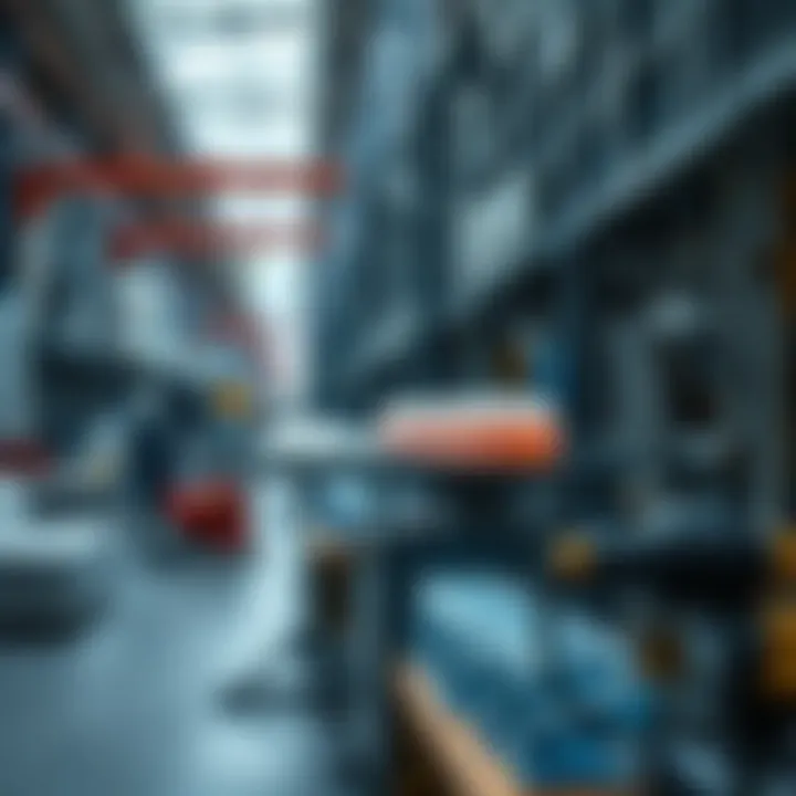 Industrial setting showcasing synthetic manufacturing equipment and products being produced