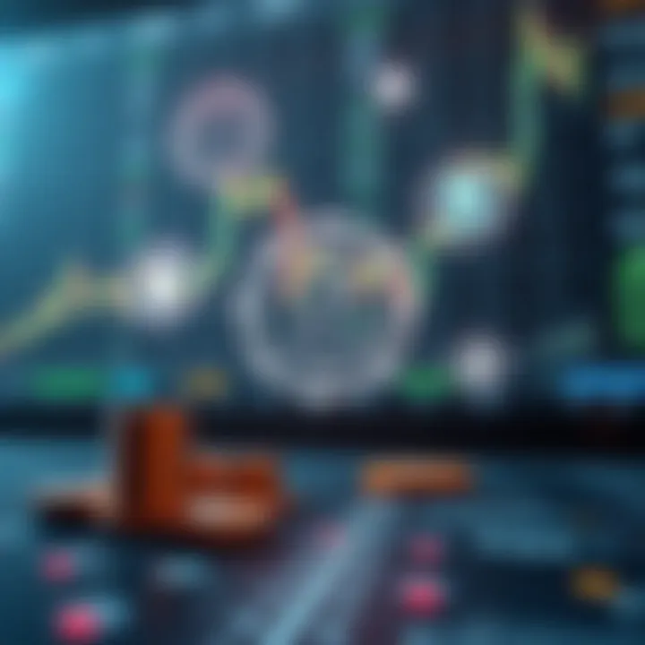 Conceptual illustration showing synthetic assets represented by digital tokens connected to various financial markets