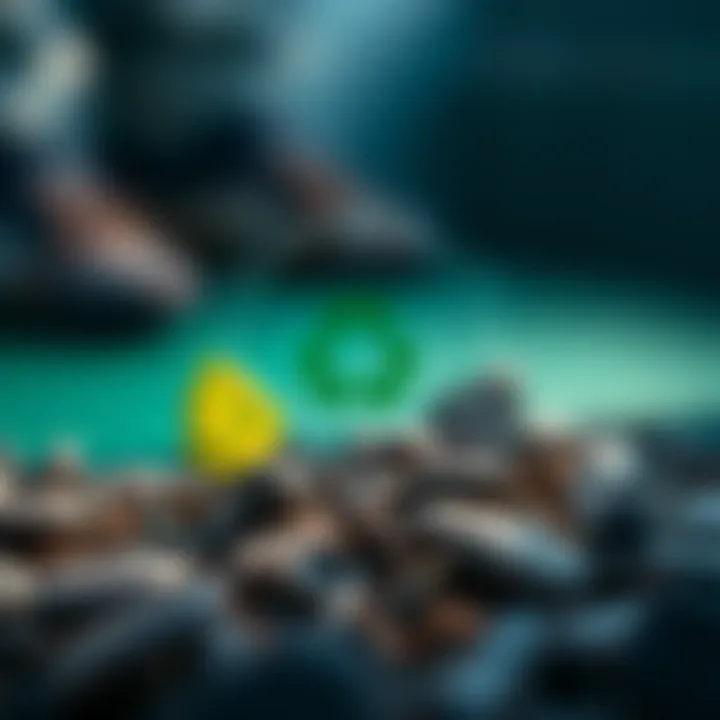 Illustration showing the Five Rs principles with icons representing reduce, reuse, recycle, recover, and rot in a circular flow