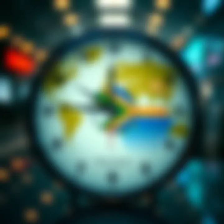 Global trading sessions clock illustrating South African time zones and session overlaps