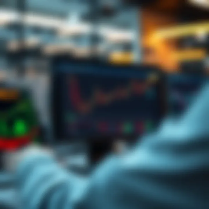 Diagram illustrating the operation of an automated forex trading system with currency charts and algorithm signals