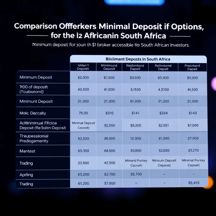 Comparison of Brokers Offering Minimal Deposit Options in South Africa Chart comparing minimum deposit requirements of various brokers accessible to South African investors
