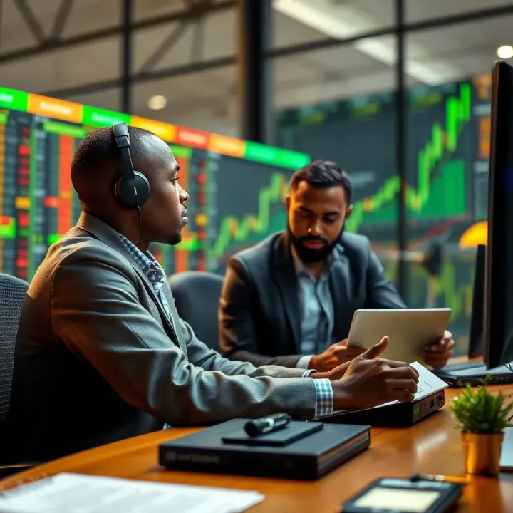 Conceptual illustration of career advancement in funded trading programs within South Africa