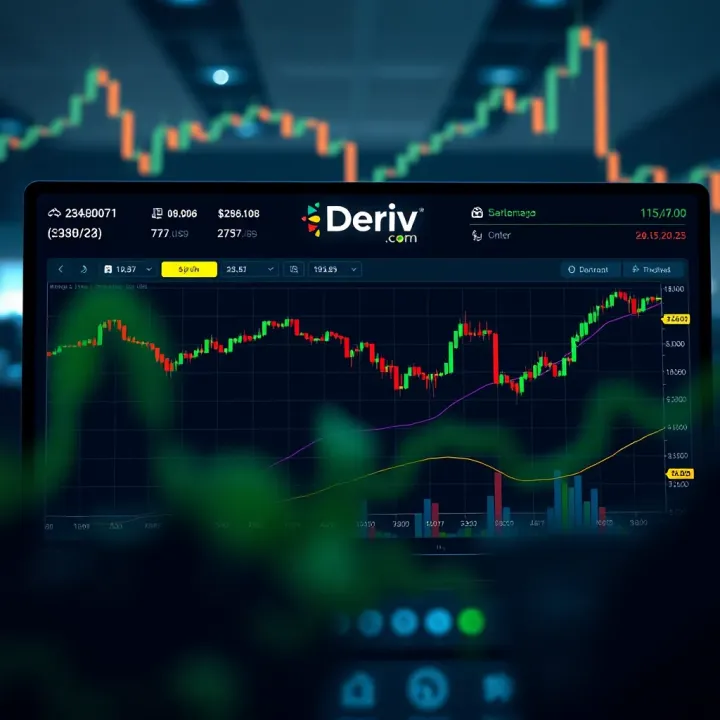 Dashboard view of Deriv.com trading platform showing various financial instruments