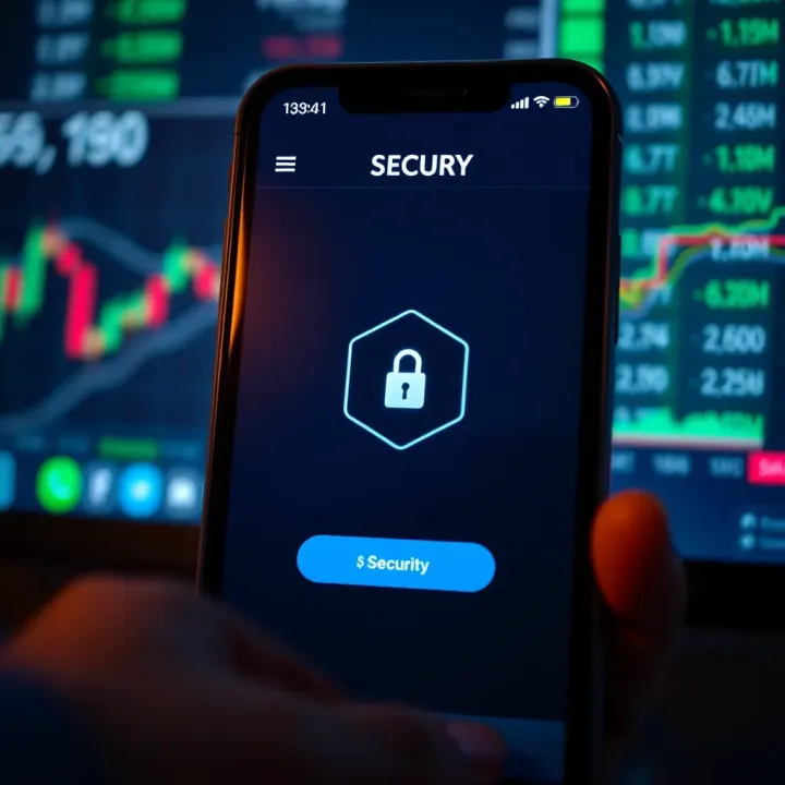 Secure login screen of a financial trading app emphasizing security features