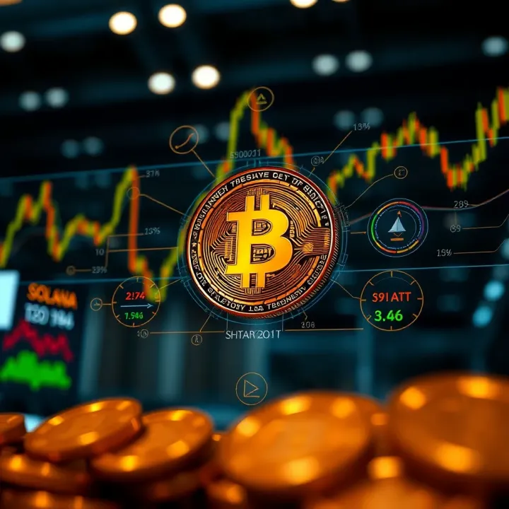 Illustration of digital market indicators influencing Solana value in cryptocurrency trading