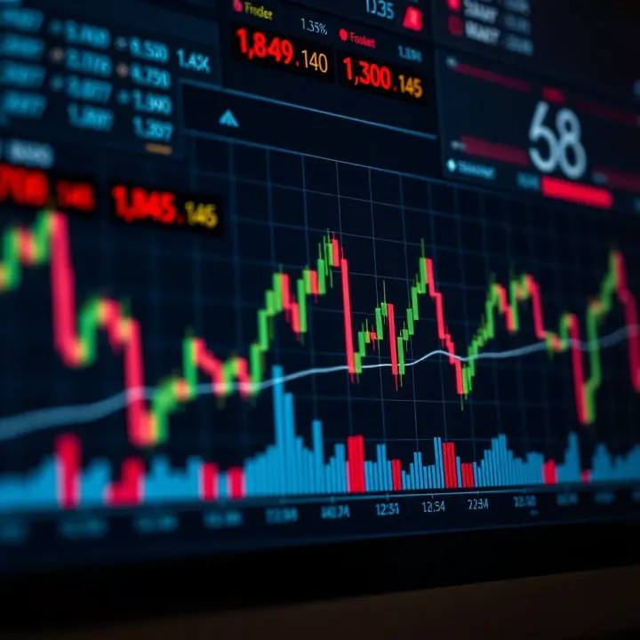 Graph showing forex market fluctuations with risk management indicators