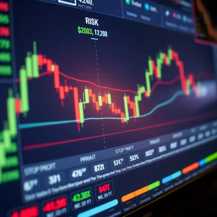 Graph illustrating risk management with adjustable stop-loss and take-profit levels on a trading platform