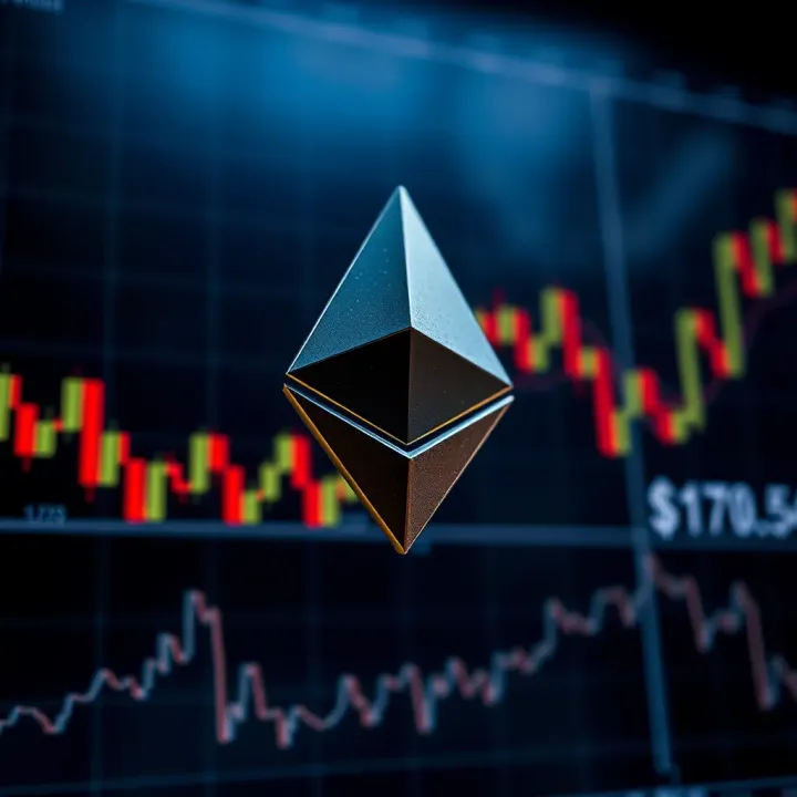 Graph showing Ethereum price trends with market indicators and cryptocurrency symbols