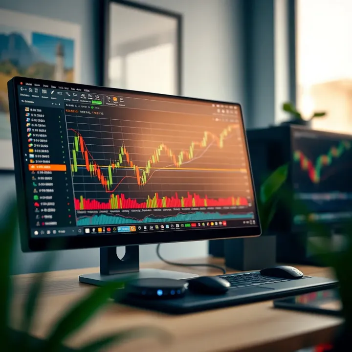 Screenshot of Expert Option desktop platform interface showing trading charts and options