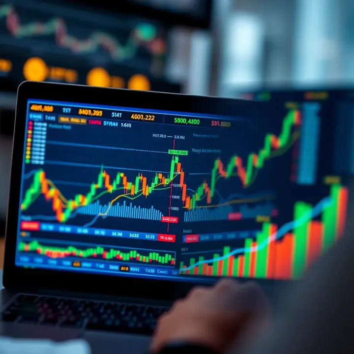 Graphical representation of option trading strategies with charts and financial indicators
