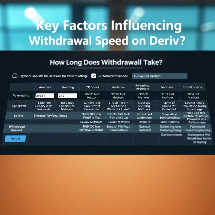 Key Factors Influencing Withdrawal Speed on Deriv Chart showing factors influencing withdrawal speed on Deriv with payment methods and verification steps